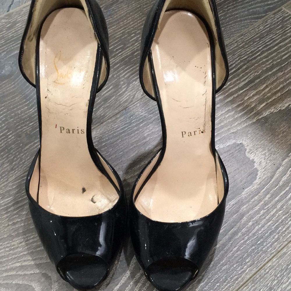 Christian Louboutin black peep toe pumps